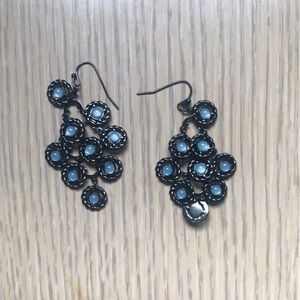 Blue and Dark Silver scallop earrings